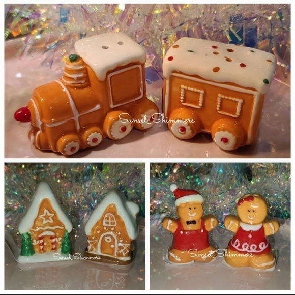 Cracker Barrel Peppermint GINGERBREAD House Cristmas Salt Pepper Shaker New - Picture 3 of 3